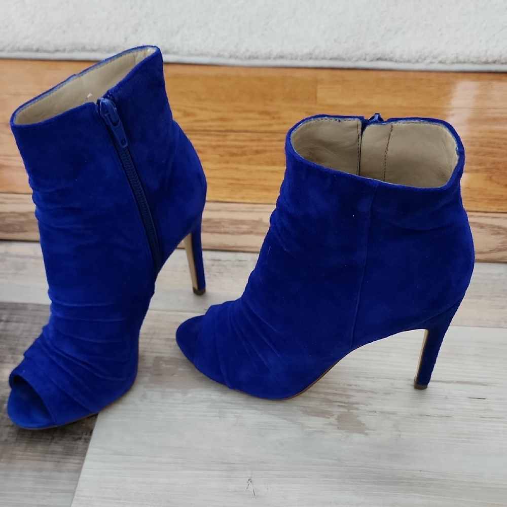 INC International Concepts Vibrant Blue Suede Heeled Boots